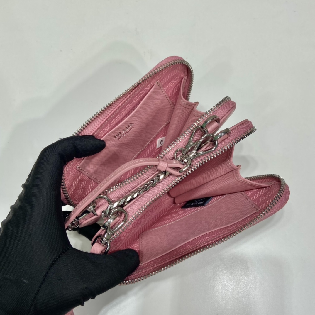Pra*a saffiano leather mini pouch