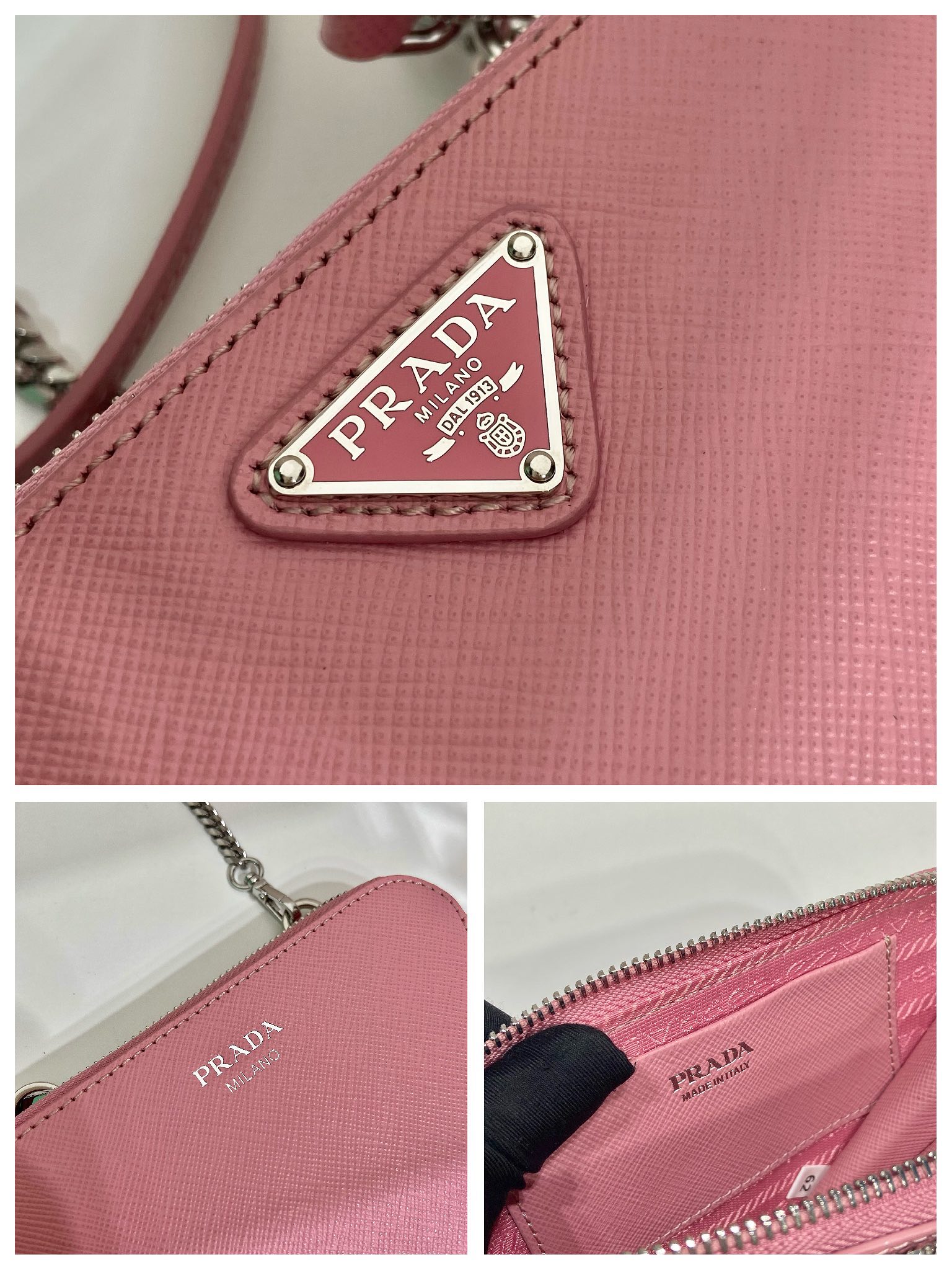 Pra*a saffiano leather mini pouch