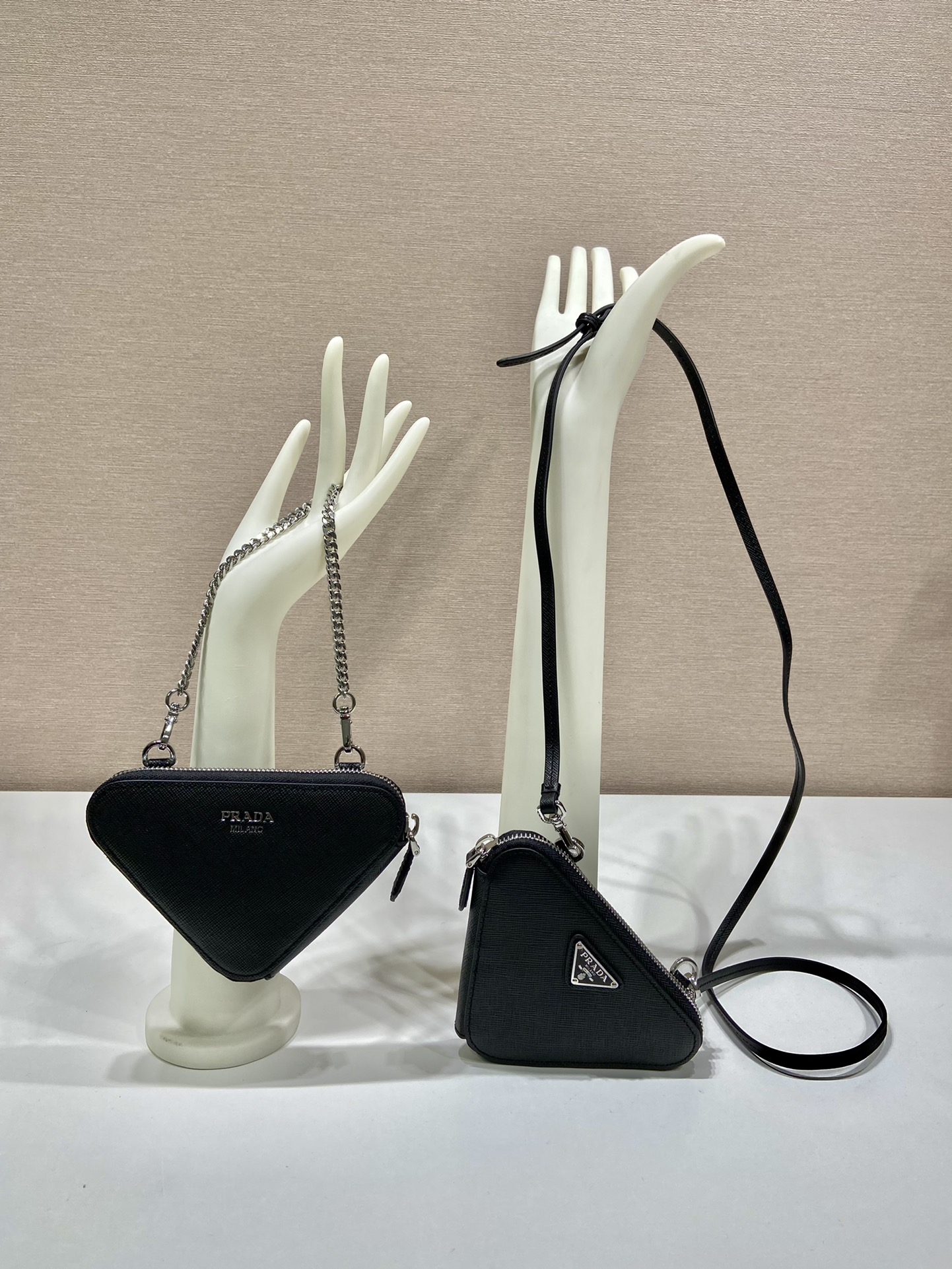 Pra*a saffiano leather mini pouch