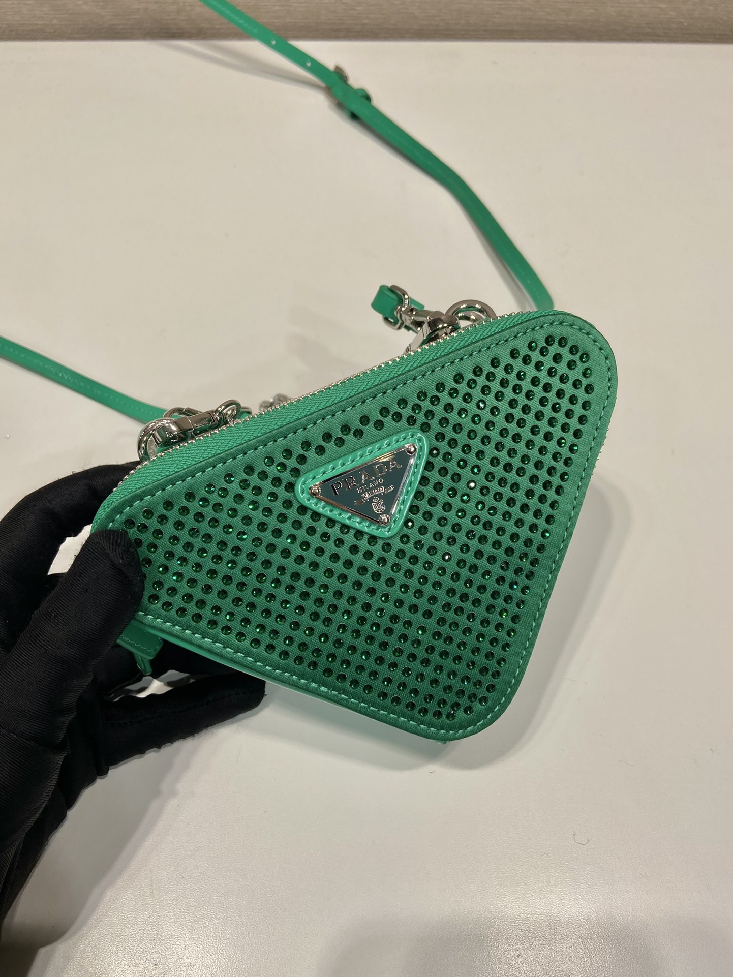 Pra*a saffiano leather mini pouch