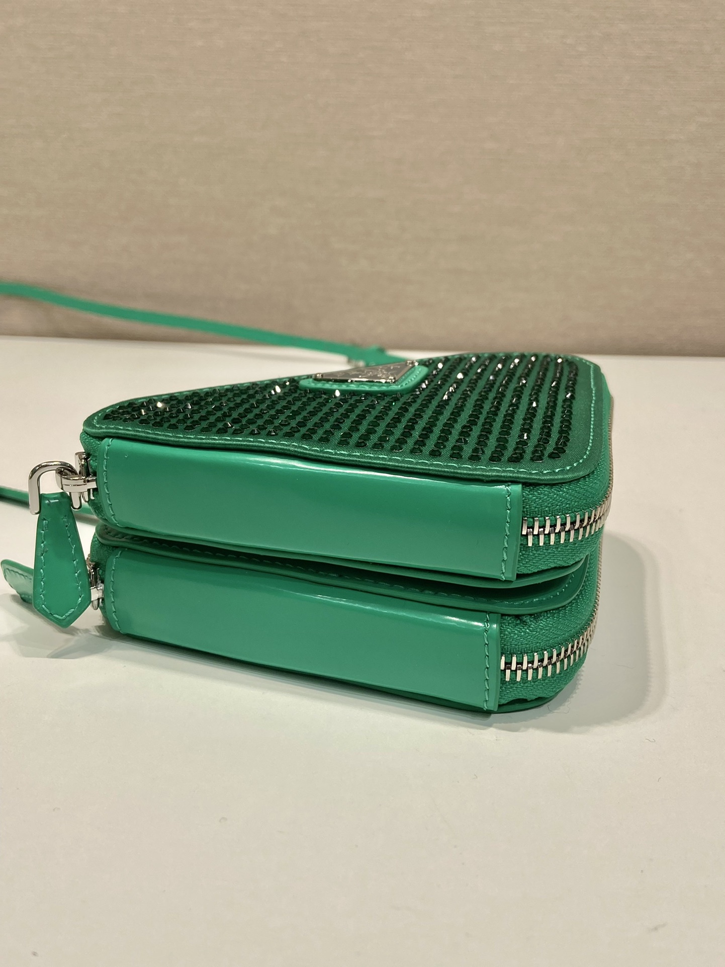 Pra*a saffiano leather mini pouch