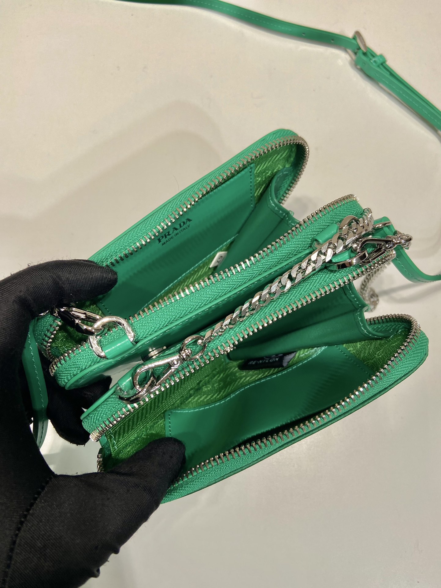 Pra*a saffiano leather mini pouch