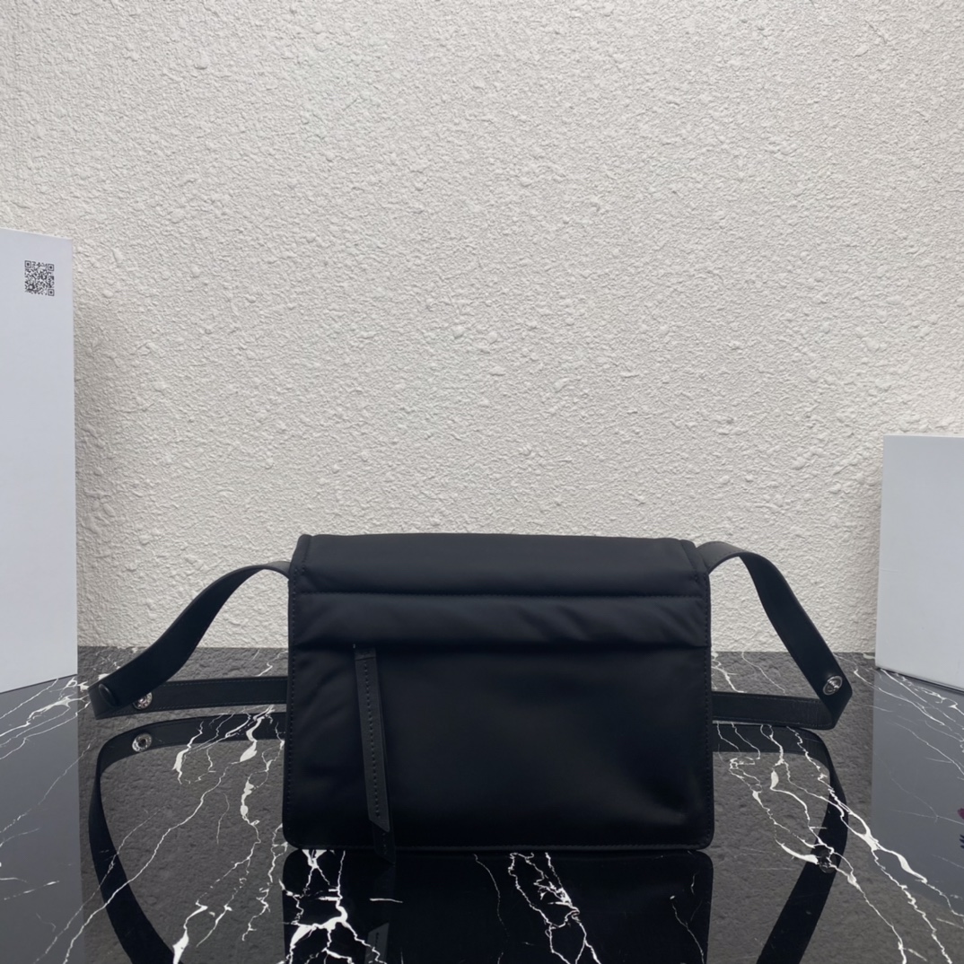 Pra*a black small padded re-nylon shoulder bag