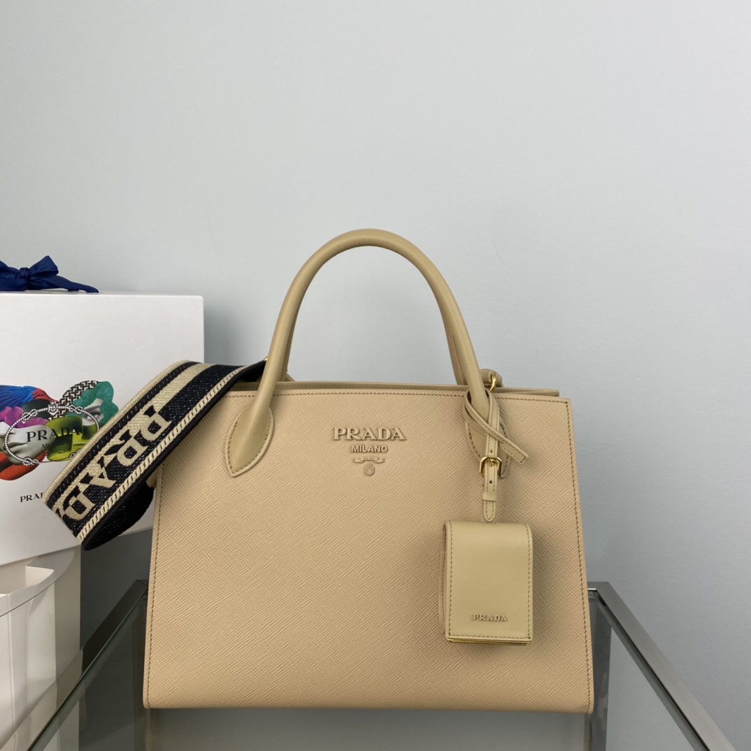 Pra*a monochrome medium saffiano bag