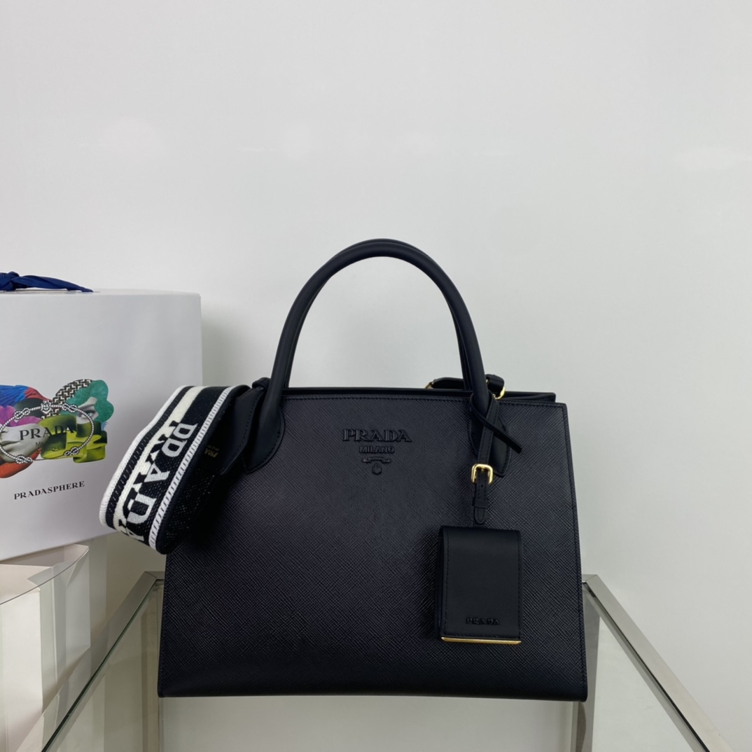 Pra*a monochrome medium saffiano bag
