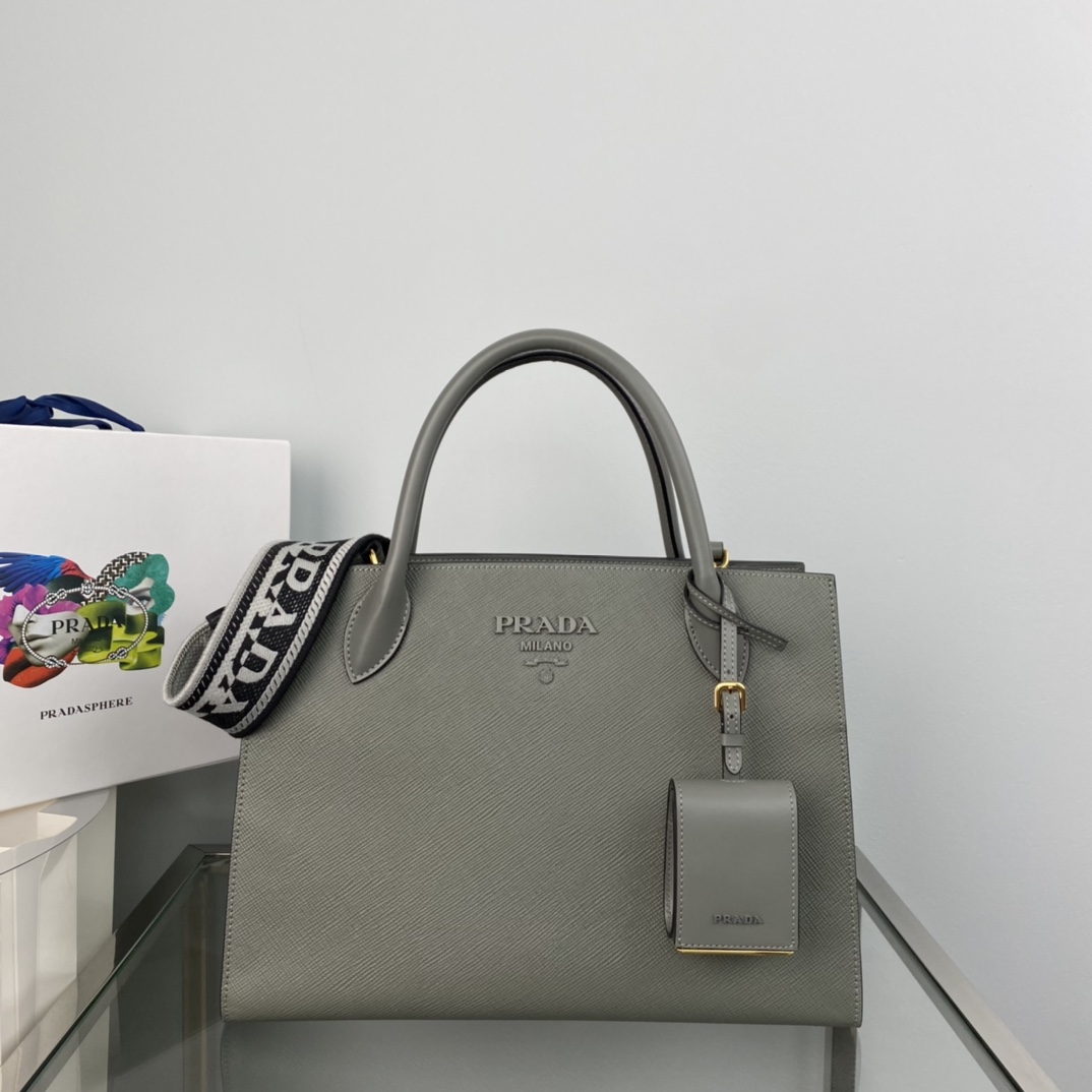 Pra*a monochrome medium saffiano bag