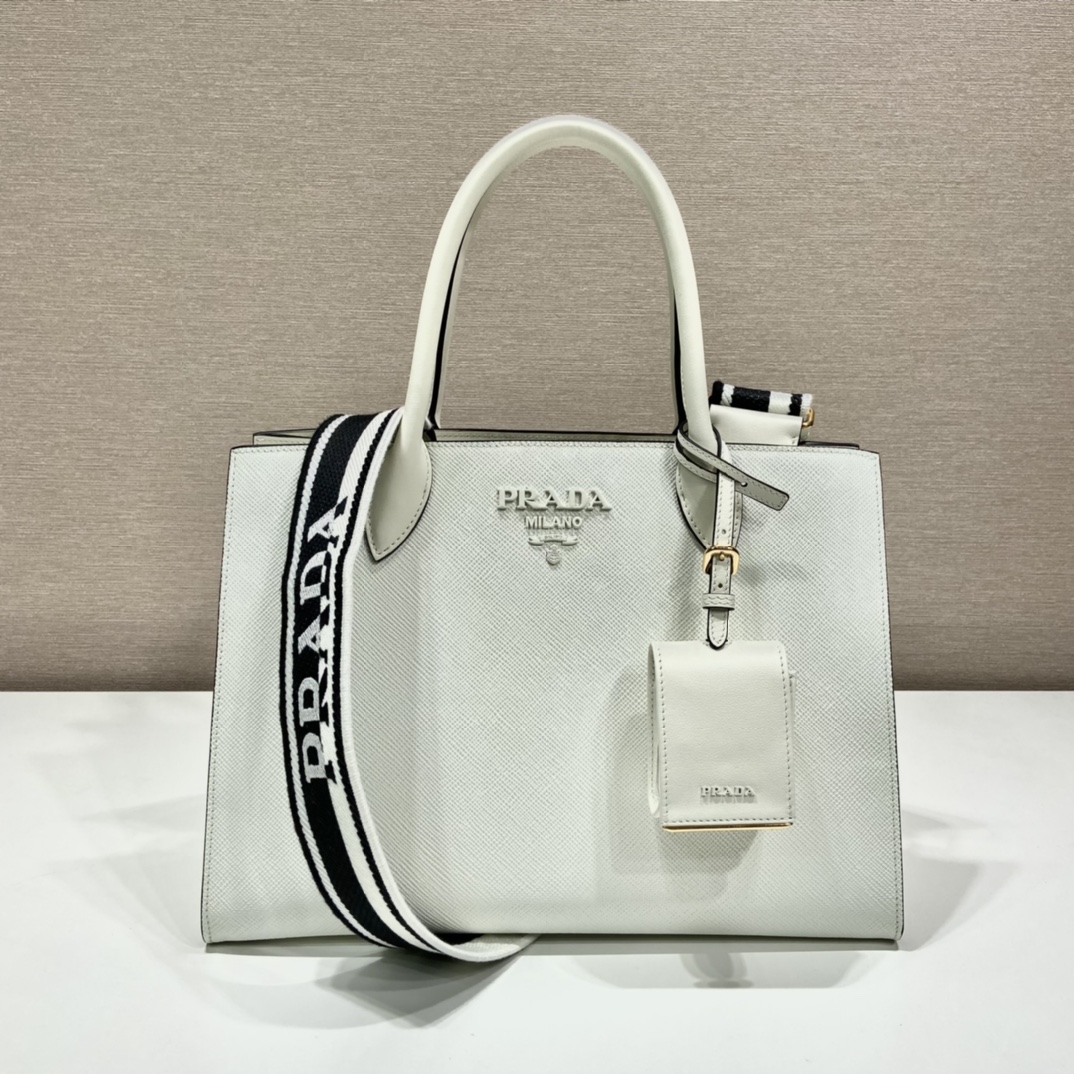Pra*a monochrome medium saffiano bag