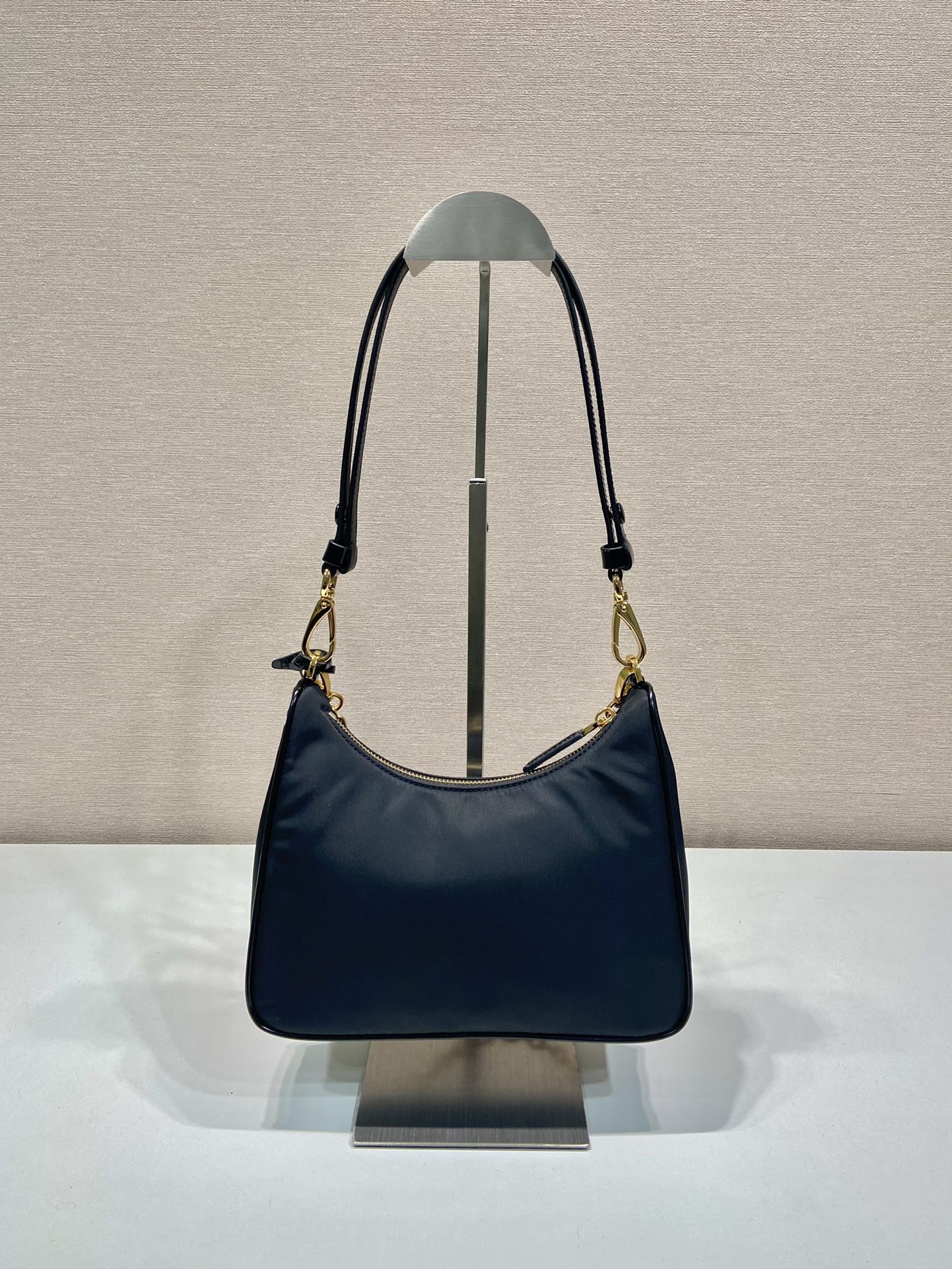 Pra*a re-nylon and brushed leather mini-bag