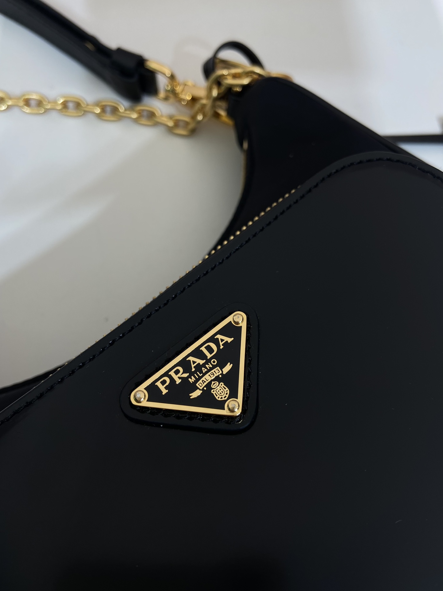 Pra*a re-nylon and brushed leather mini-bag