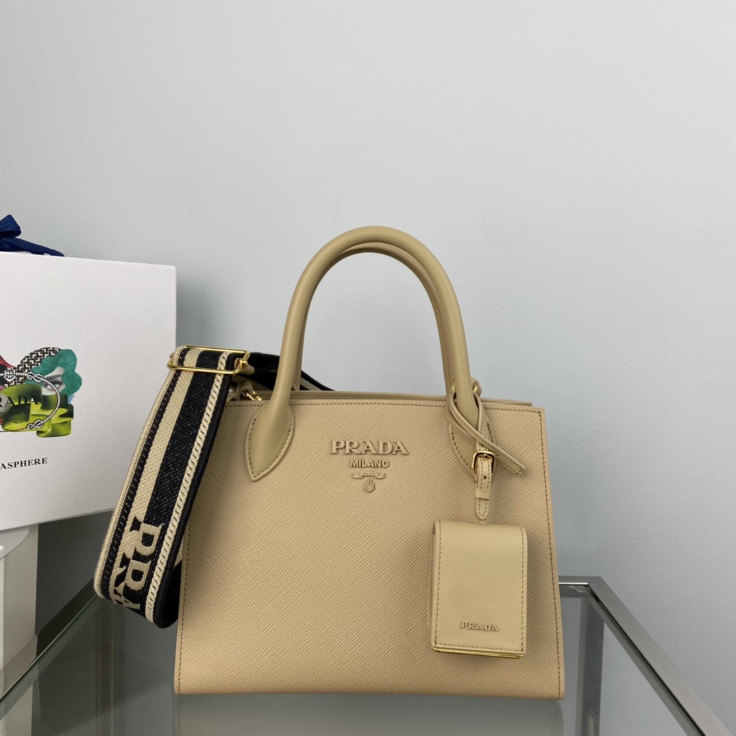 Pra*a monochrome small saffiano bag