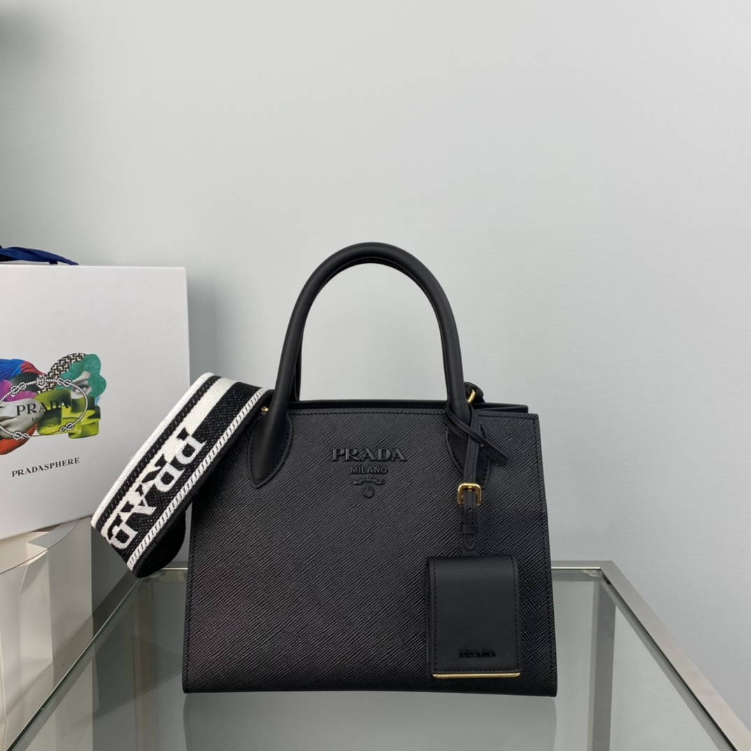 Pra*a monochrome small saffiano bag