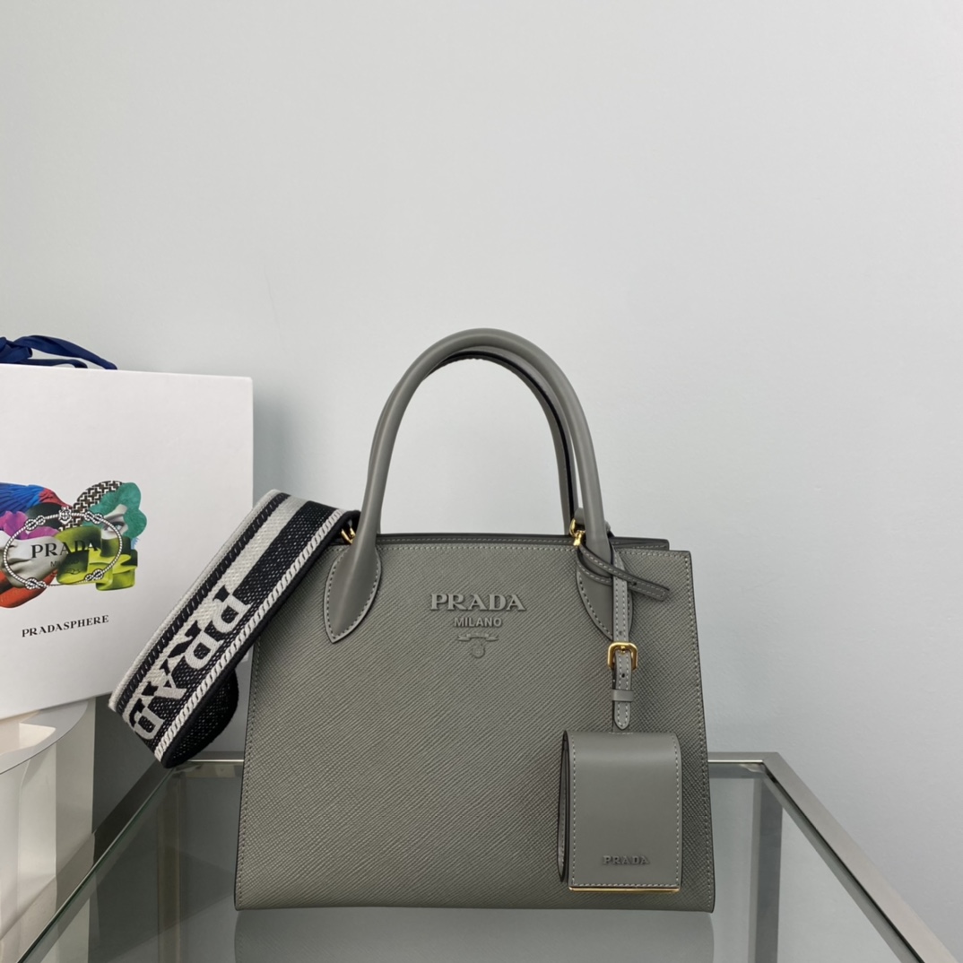 Pra*a monochrome small saffiano bag