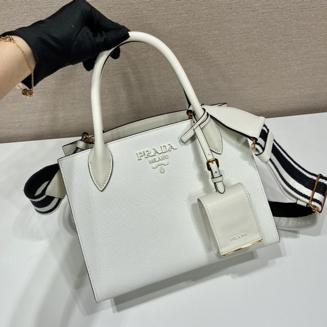 Pra*a monochrome small saffiano bag