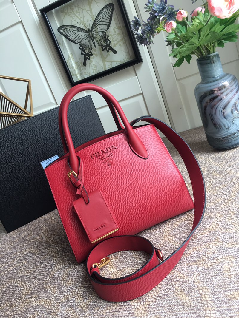 Pra*a monochrome small saffiano bag