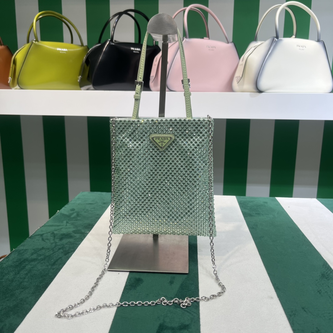 Pra*a satin handbag with crystals