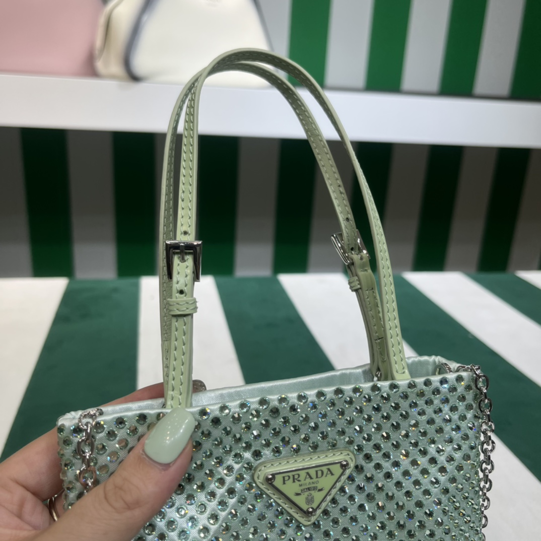 Pra*a satin handbag with crystals
