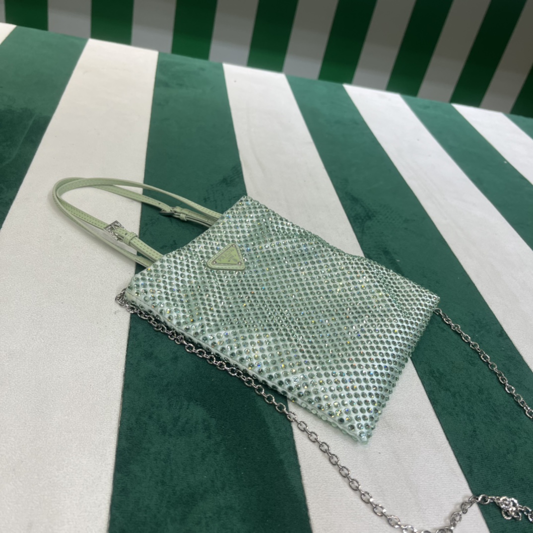 Pra*a satin handbag with crystals