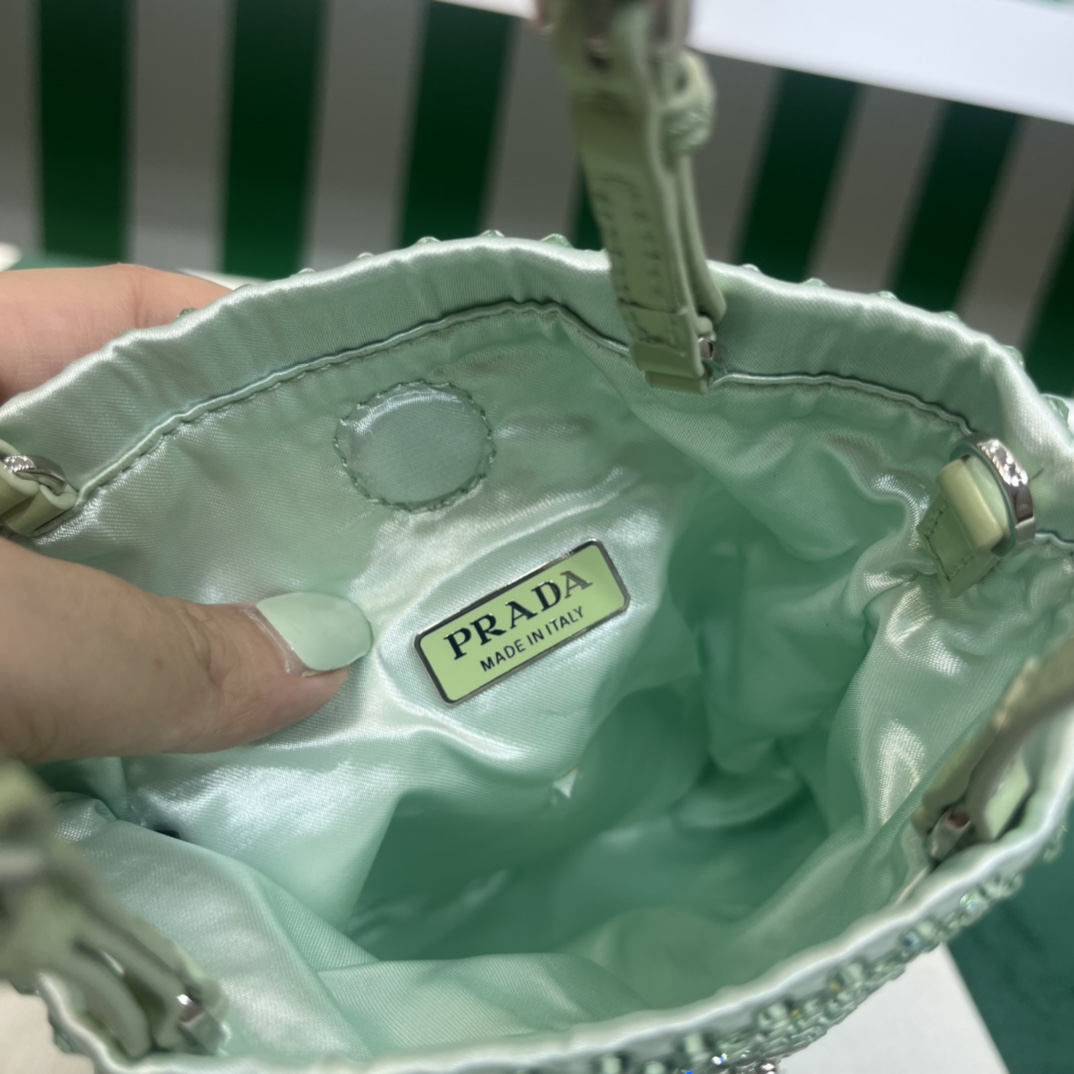 Pra*a satin handbag with crystals