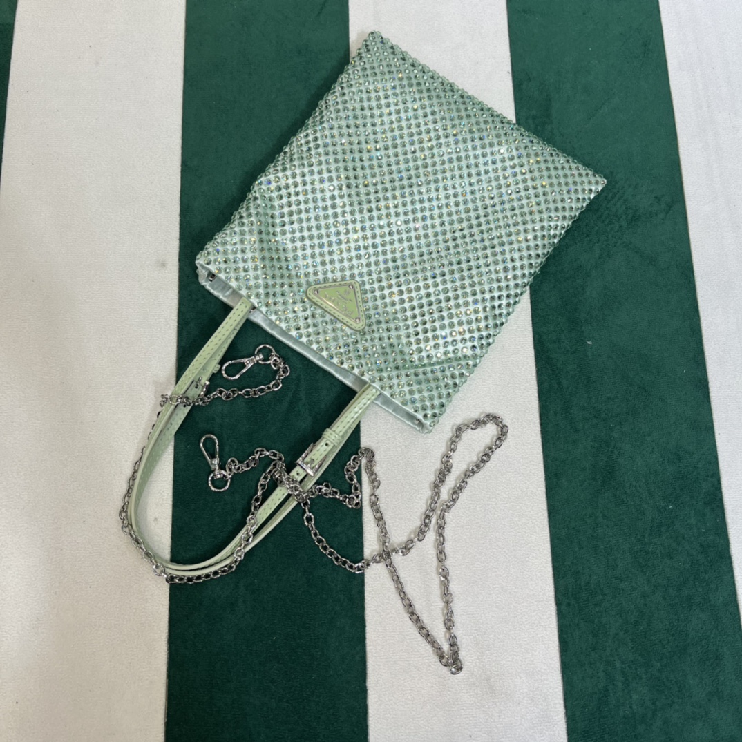 Pra*a satin handbag with crystals