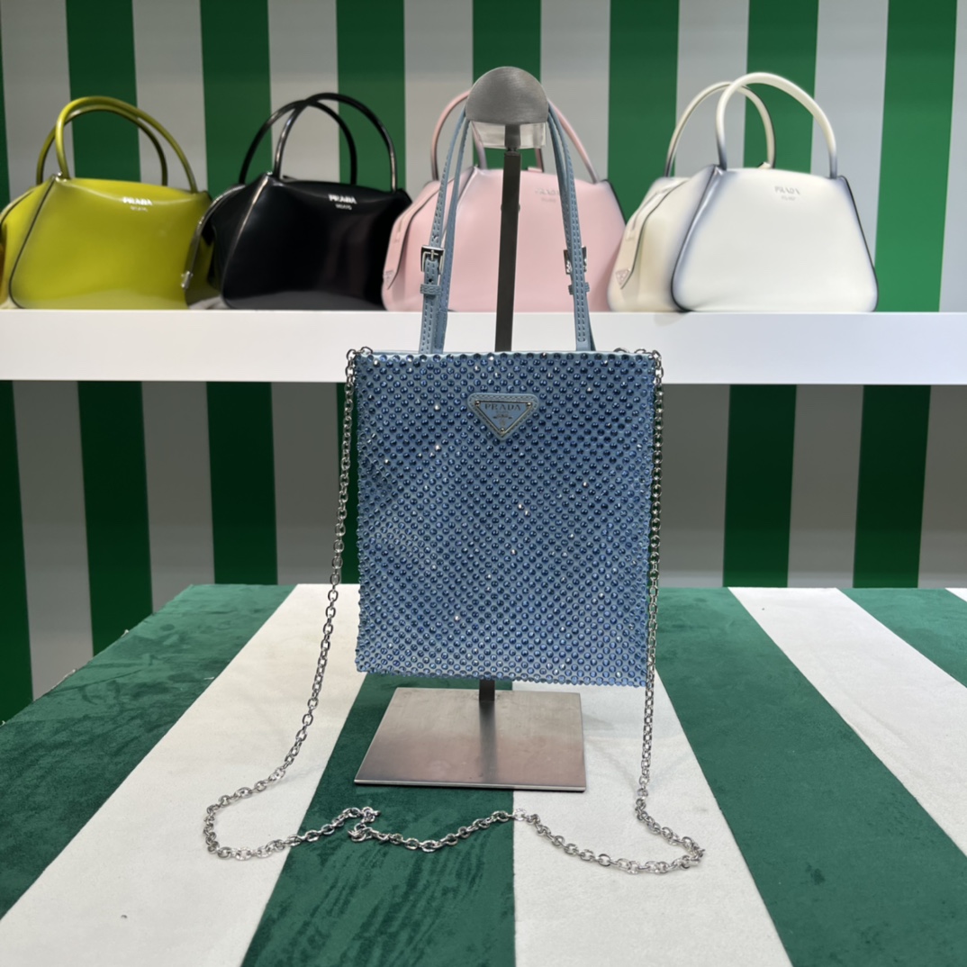Pra*a satin handbag with crystals