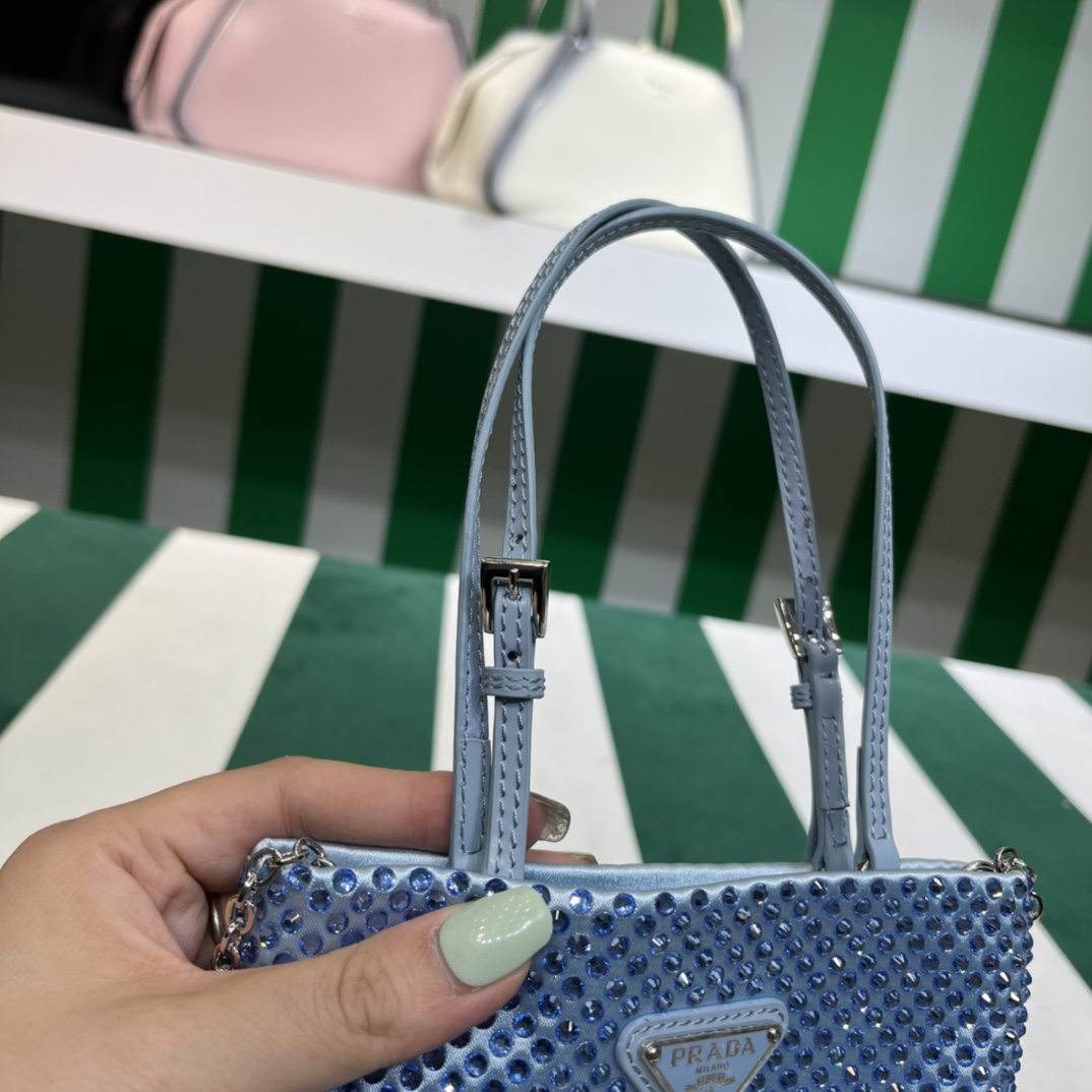 Pra*a satin handbag with crystals