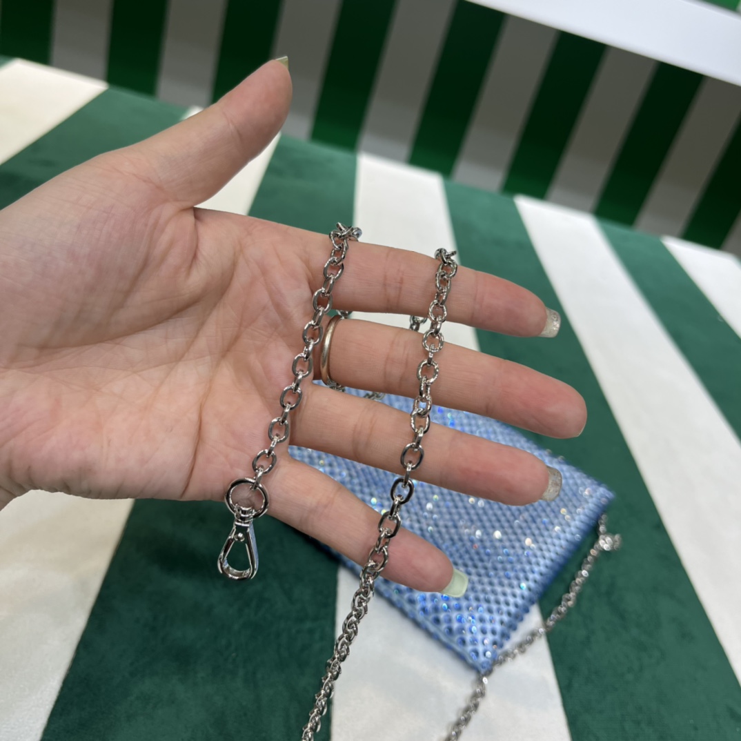 Pra*a satin handbag with crystals