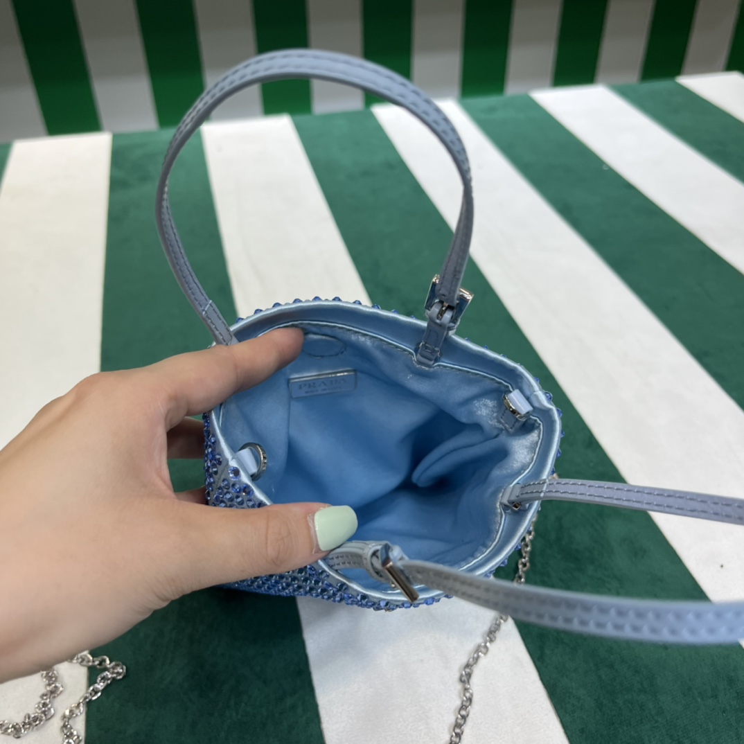 Pra*a satin handbag with crystals