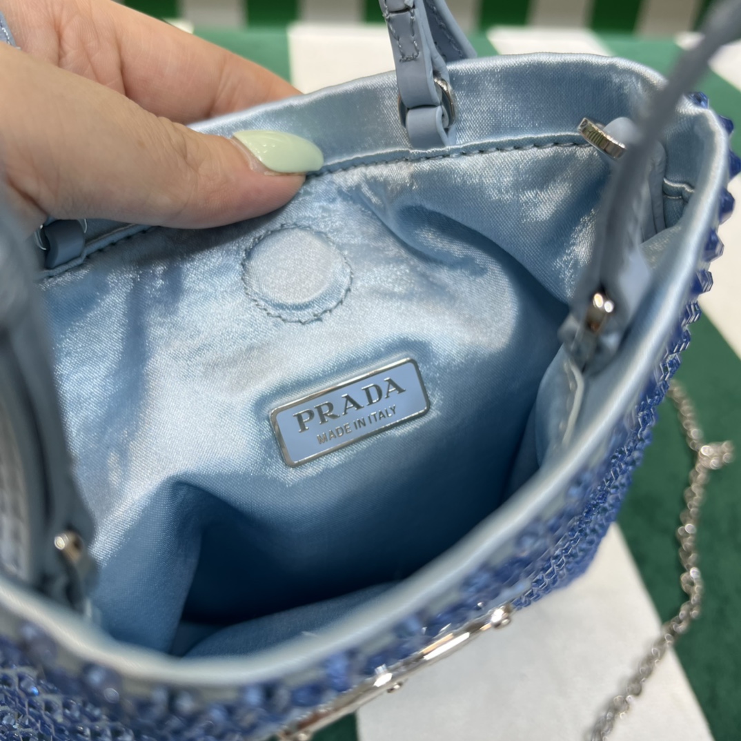 Pra*a satin handbag with crystals