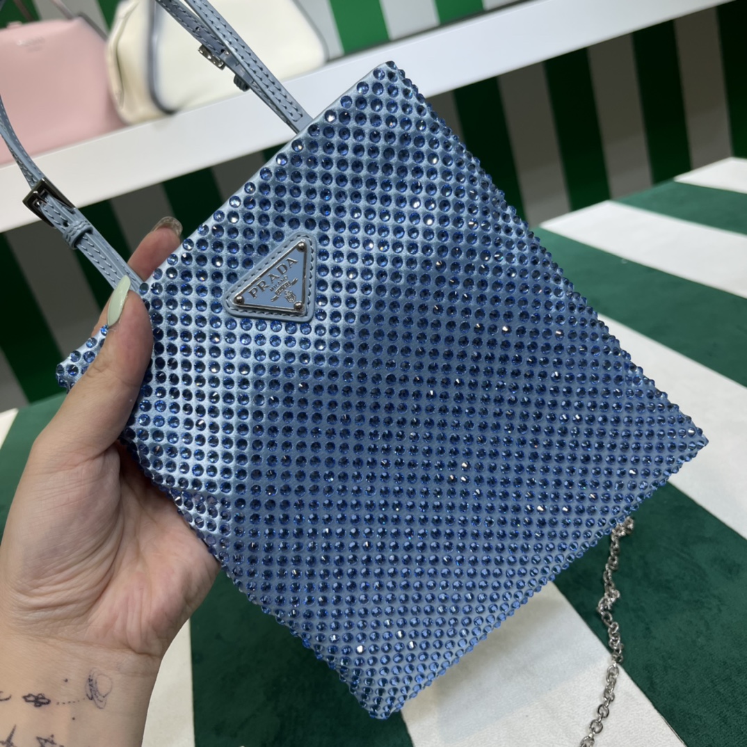 Pra*a satin handbag with crystals