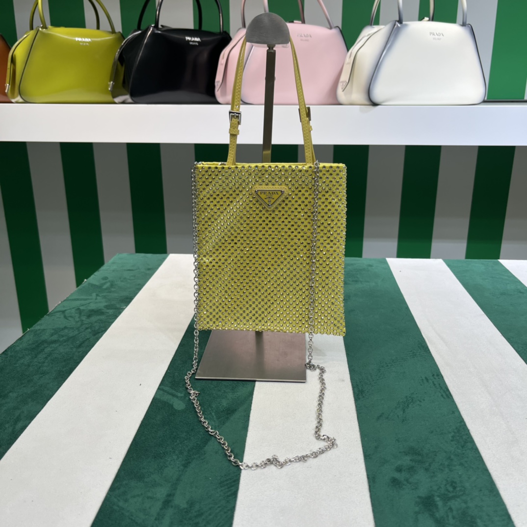 Pra*a satin handbag with crystals