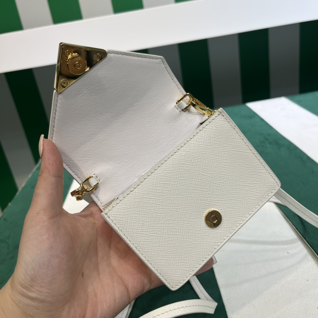 Pra*a saffiano leather card holder with shoulder strap