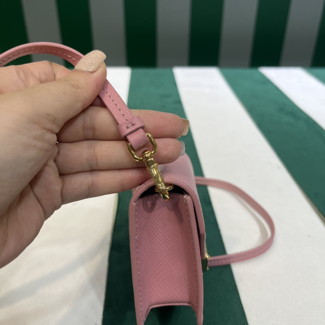 Pra*a saffiano leather card holder with shoulder strap