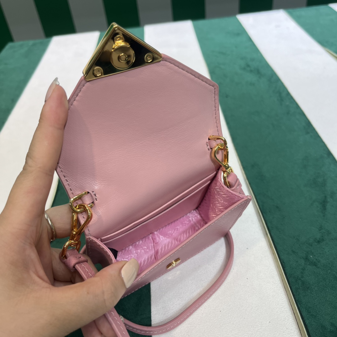 Pra*a saffiano leather card holder with shoulder strap