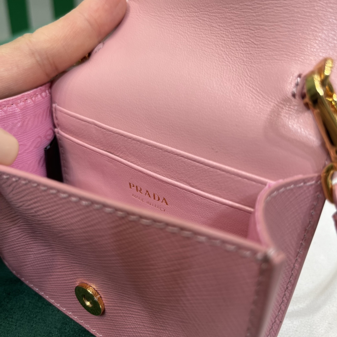 Pra*a saffiano leather card holder with shoulder strap