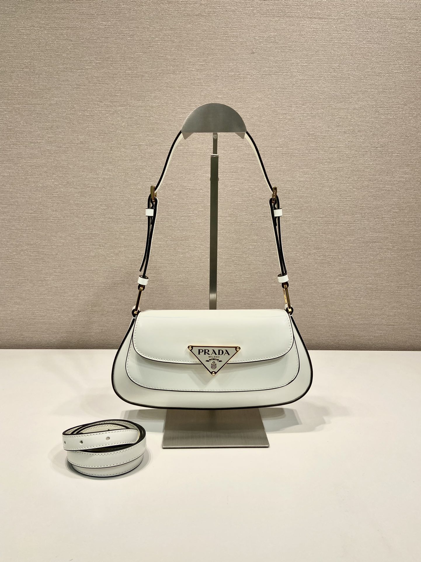 Pra*a brushed leather shoulder bag
