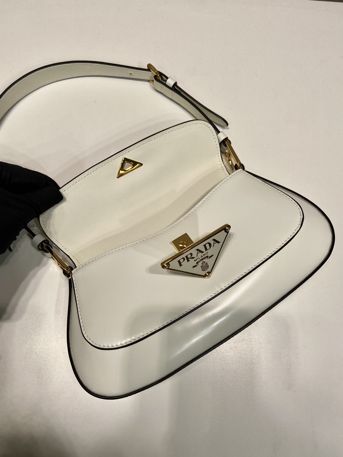 Pra*a brushed leather shoulder bag