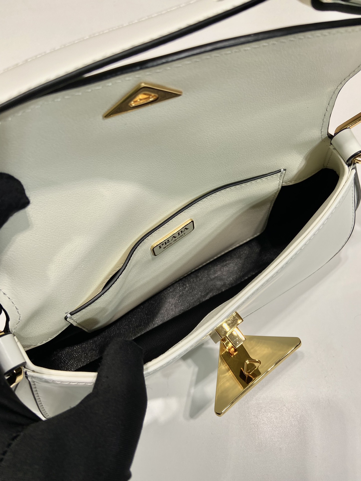 Pra*a brushed leather shoulder bag