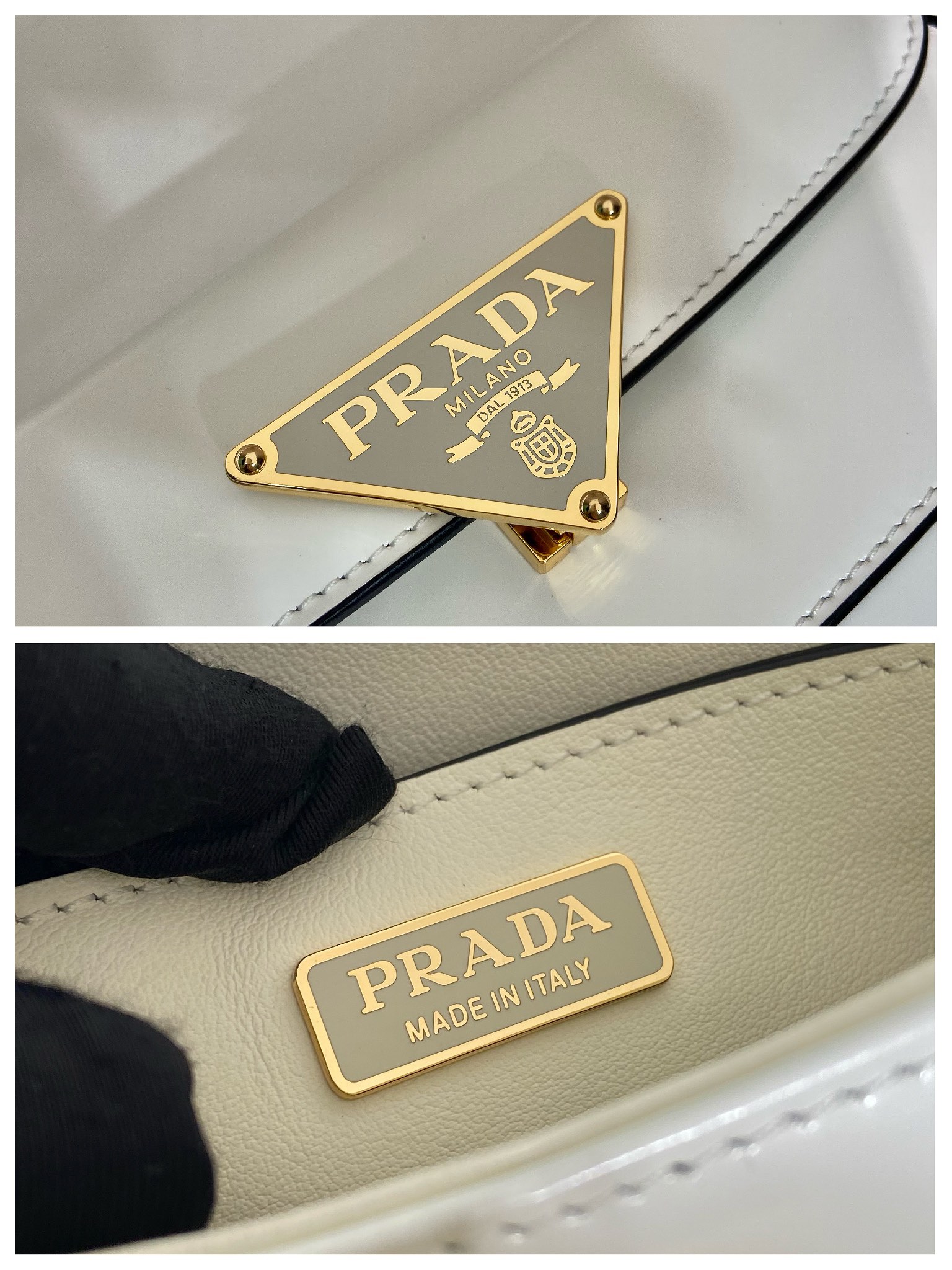 Pra*a brushed leather shoulder bag