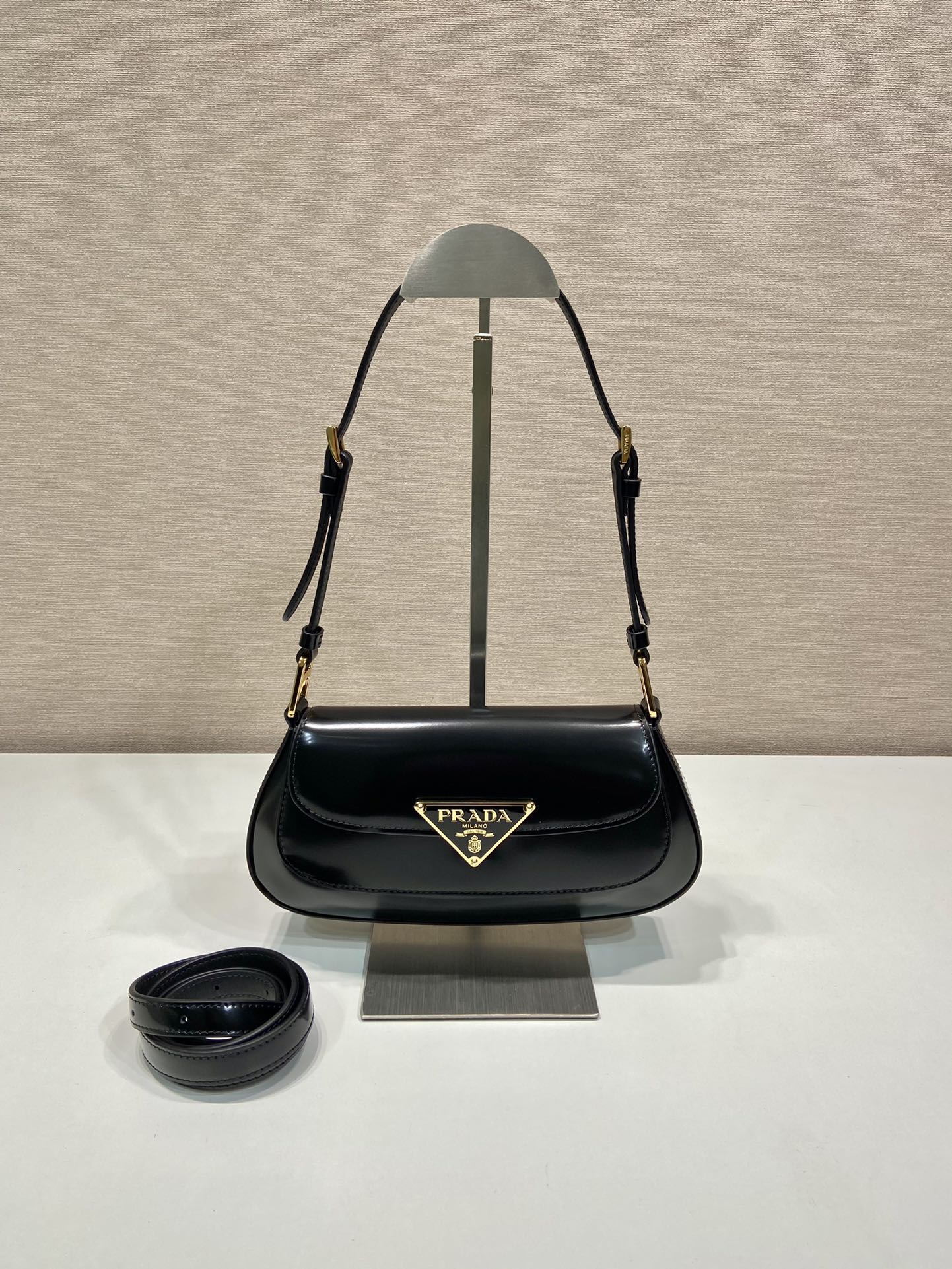 Pra*a brushed leather shoulder bag