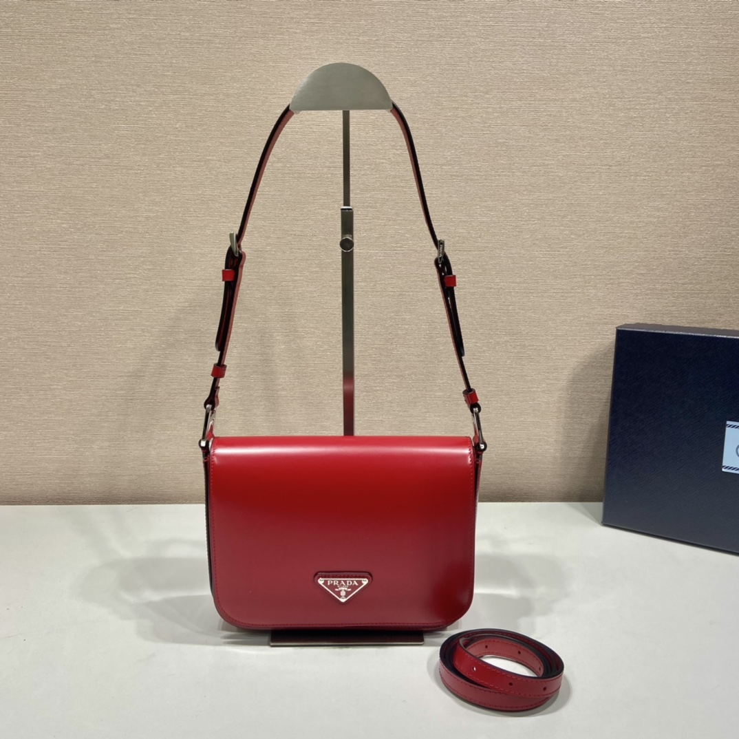 Pra*a brushed leather shoulder bag