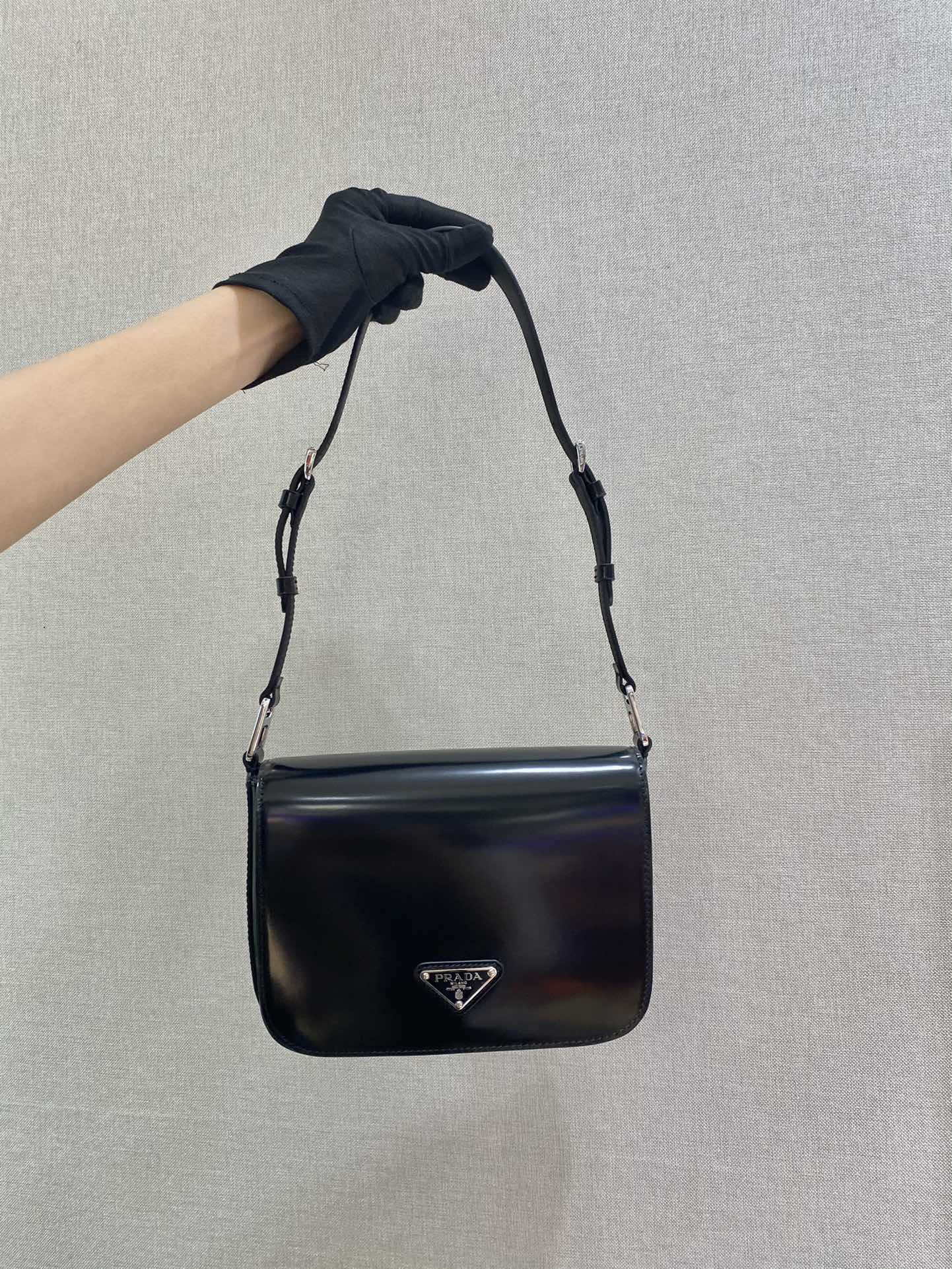 Pra*a brushed leather shoulder bag