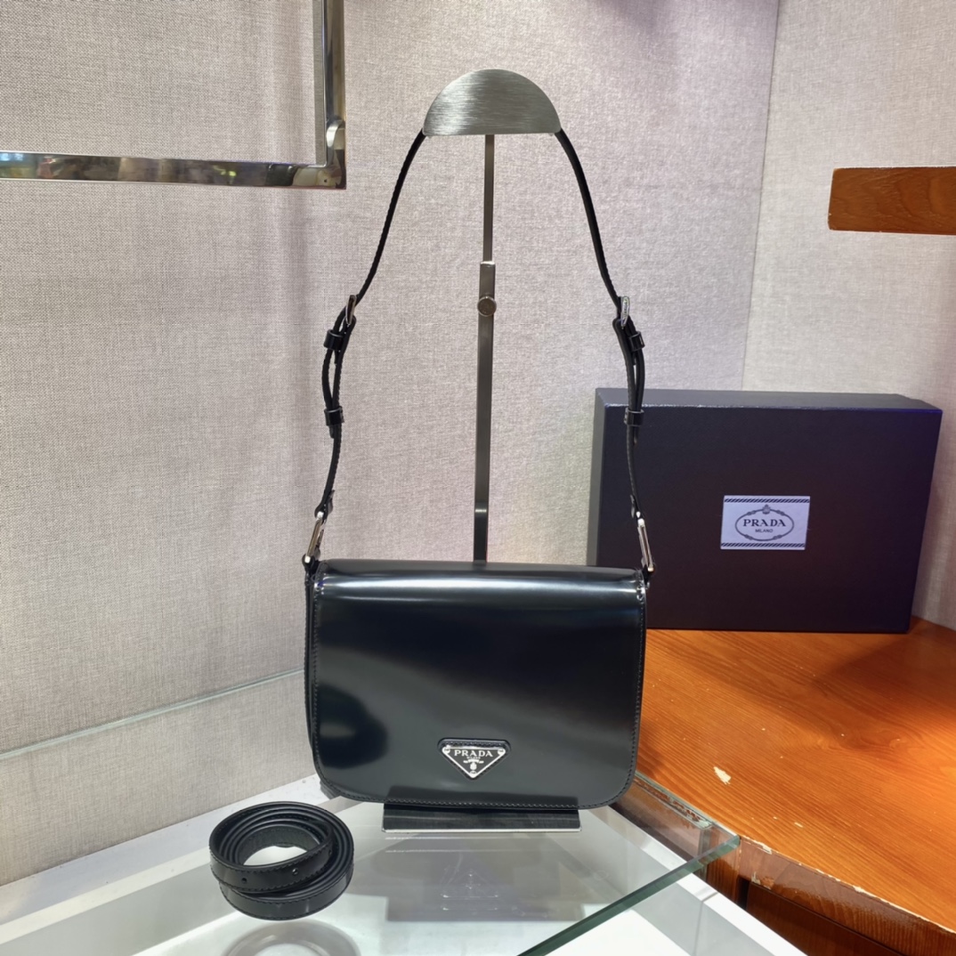 Pra*a brushed leather shoulder bag