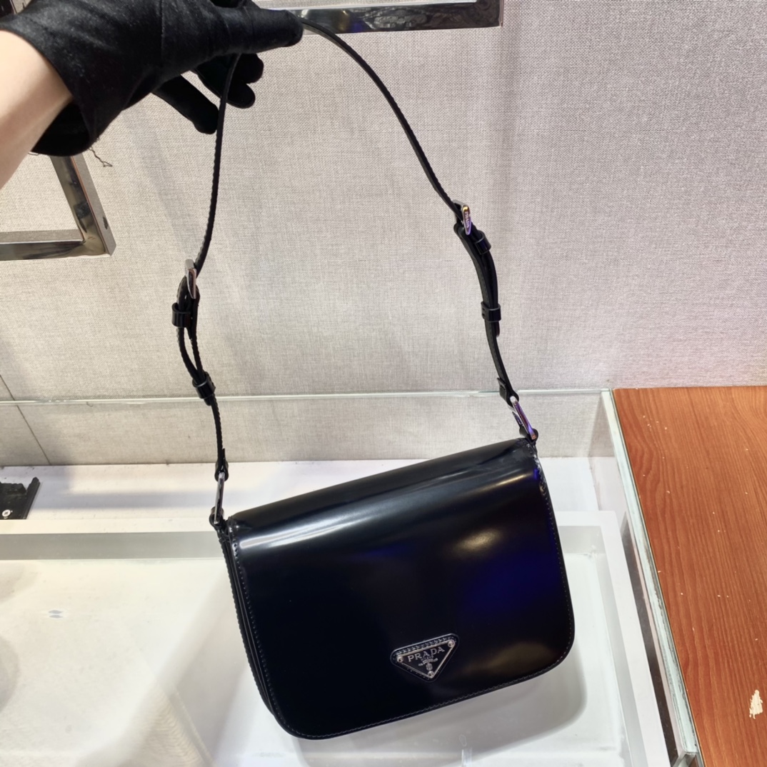 Pra*a brushed leather shoulder bag