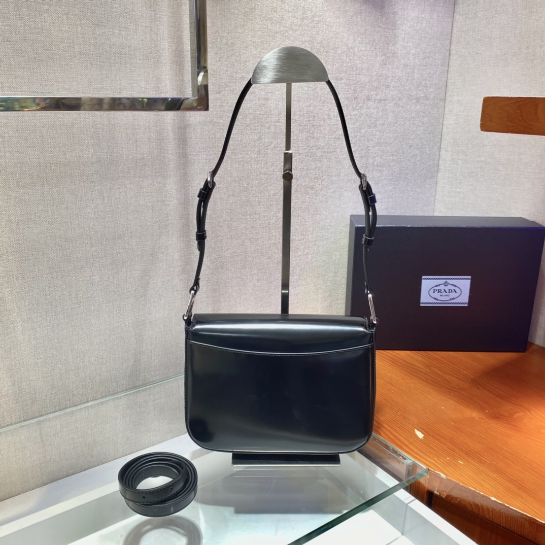 Pra*a brushed leather shoulder bag