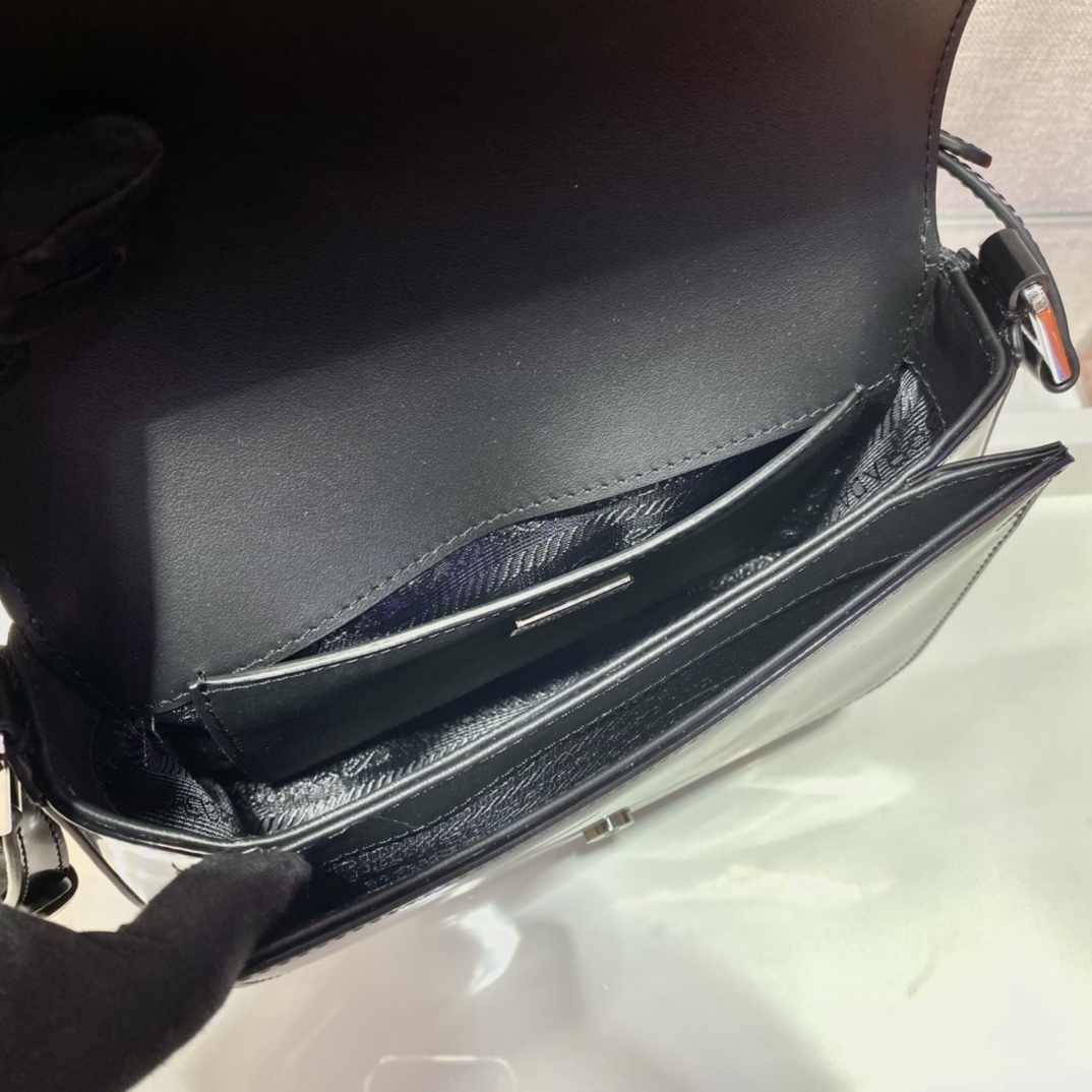 Pra*a brushed leather shoulder bag