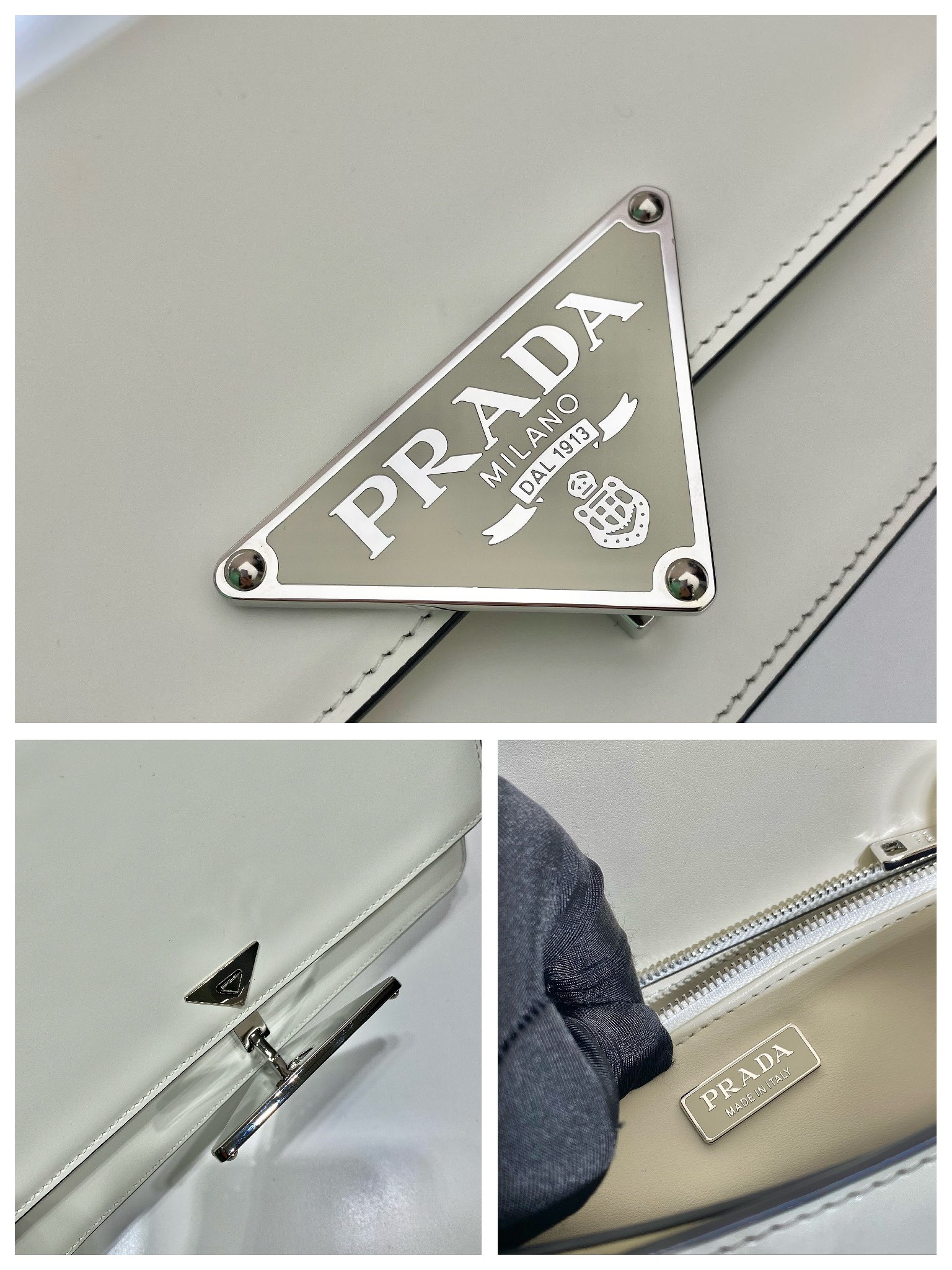 Pra*a emblème brushed-leather bag