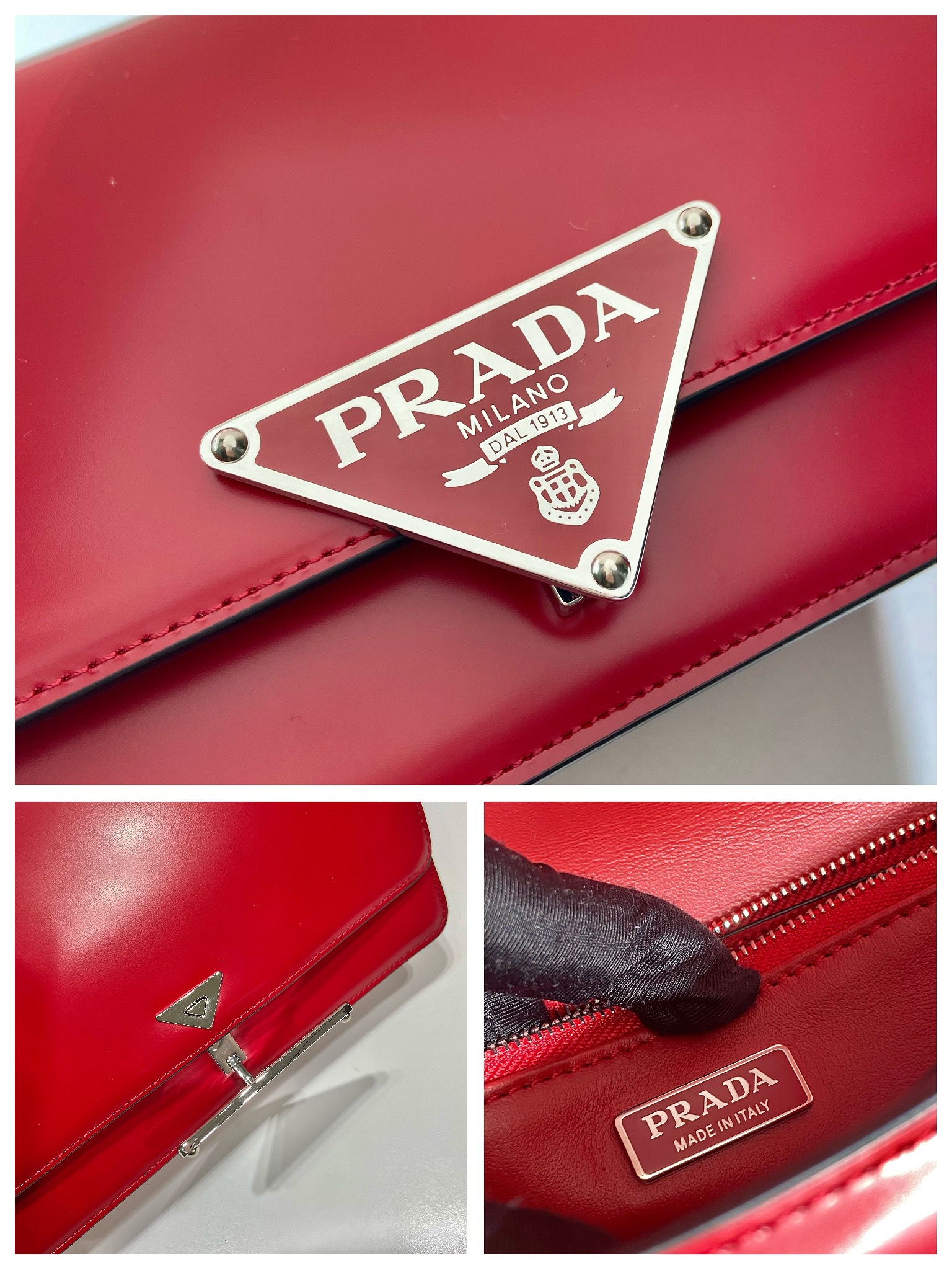 Pra*a emblème brushed-leather bag
