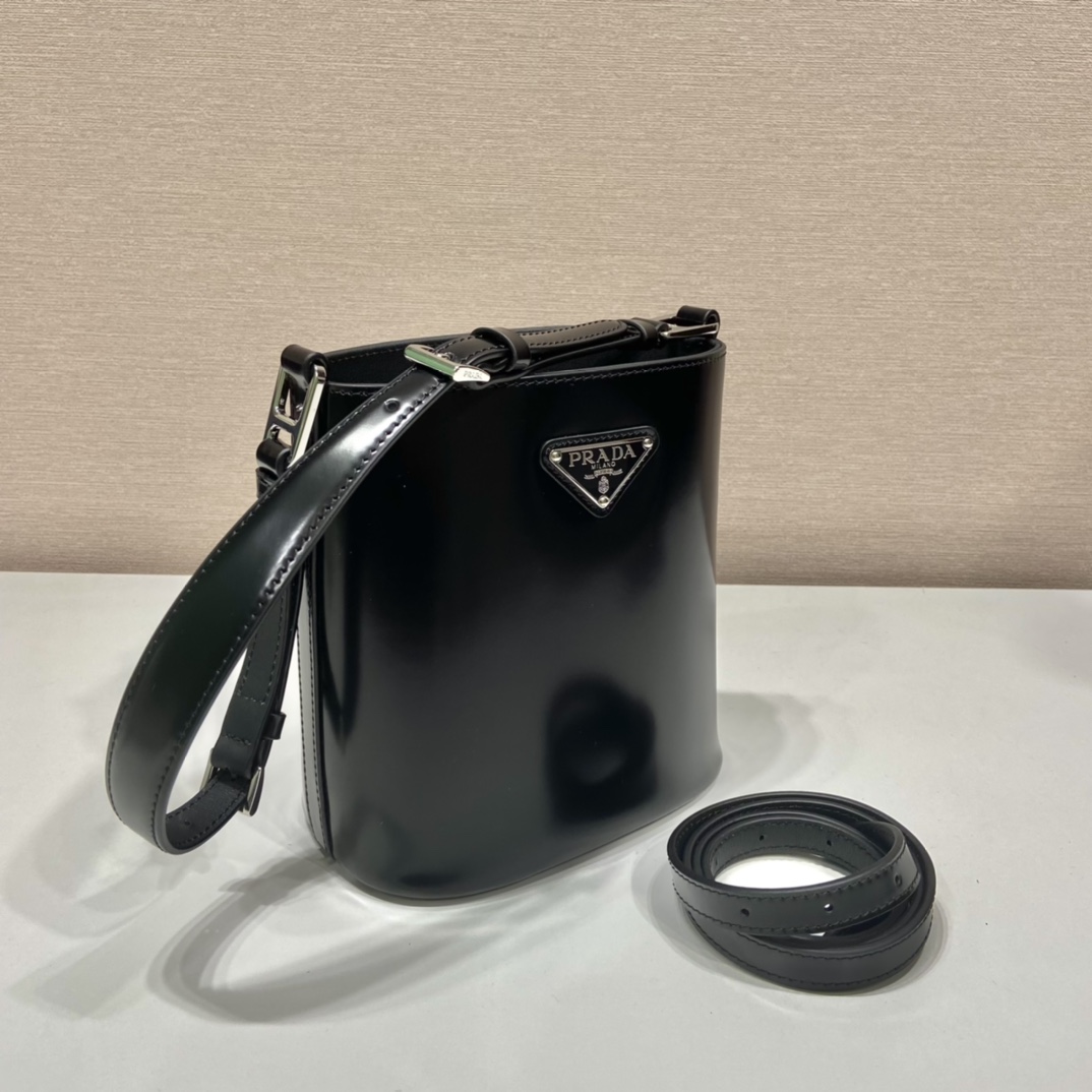 Pra*a mini brushed-leather bucket bag