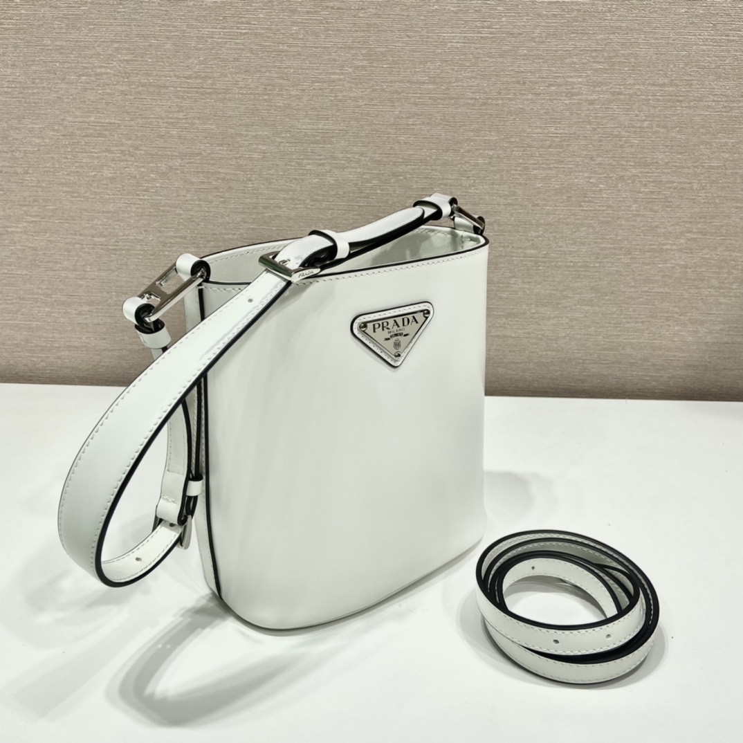 Pra*a mini brushed-leather bucket bag