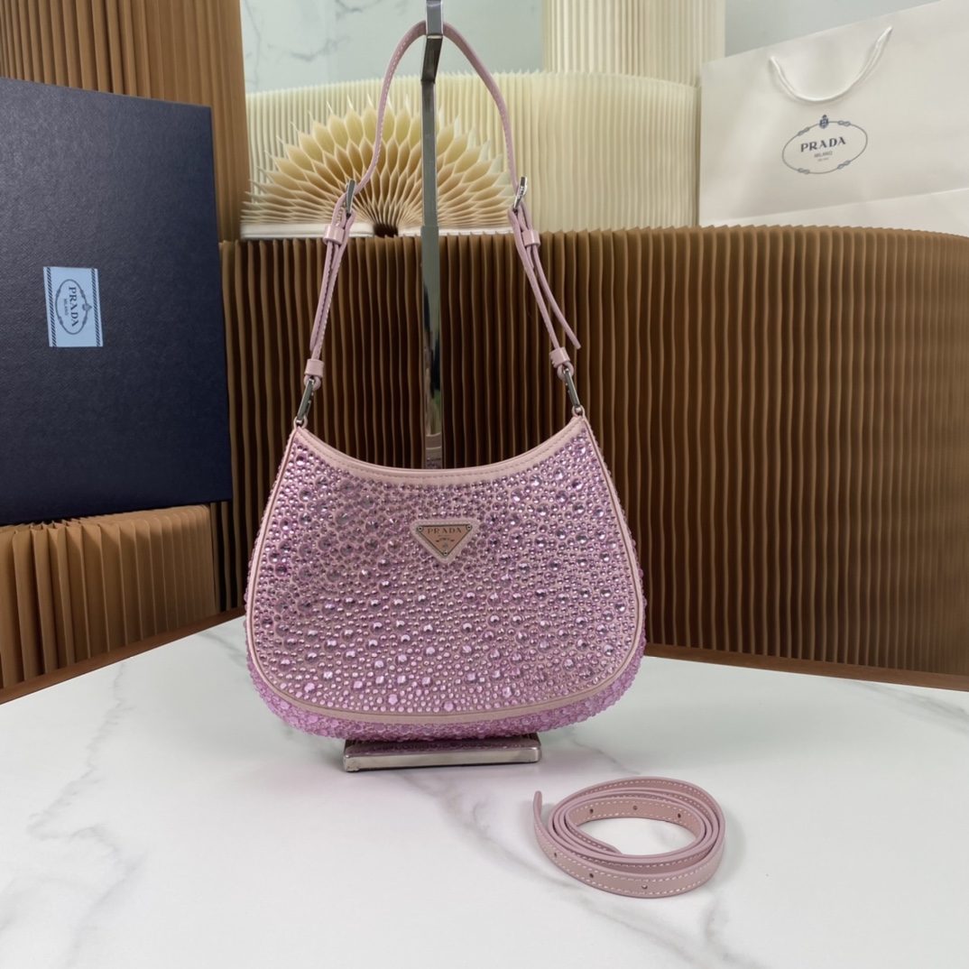 Pra*a cleo satin bag with crystals